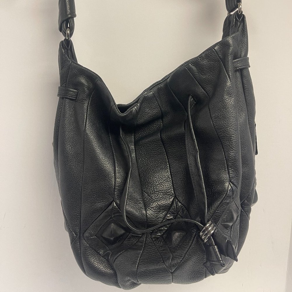 Black Leather Shoulder Hobo Bag
